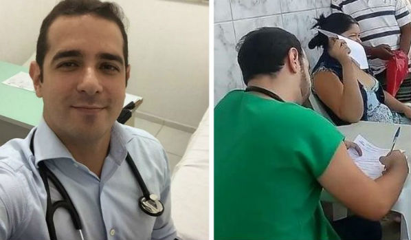Após demissão sem aviso prévio, médico atende pacientes na calçada